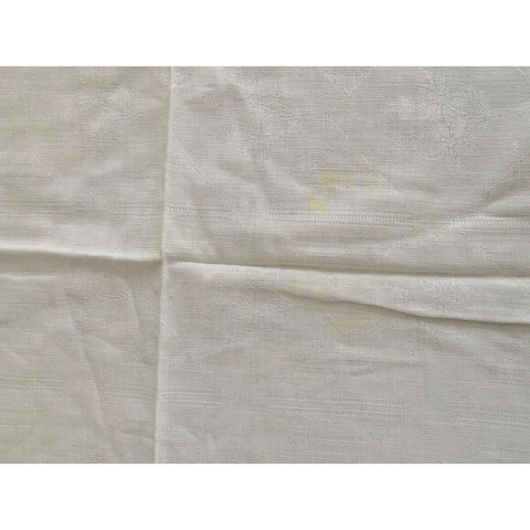 Vintage Blue White Plaid Cross Hatch Border Tablecloth 48" x 52" Cotton - Picture 5 of 5